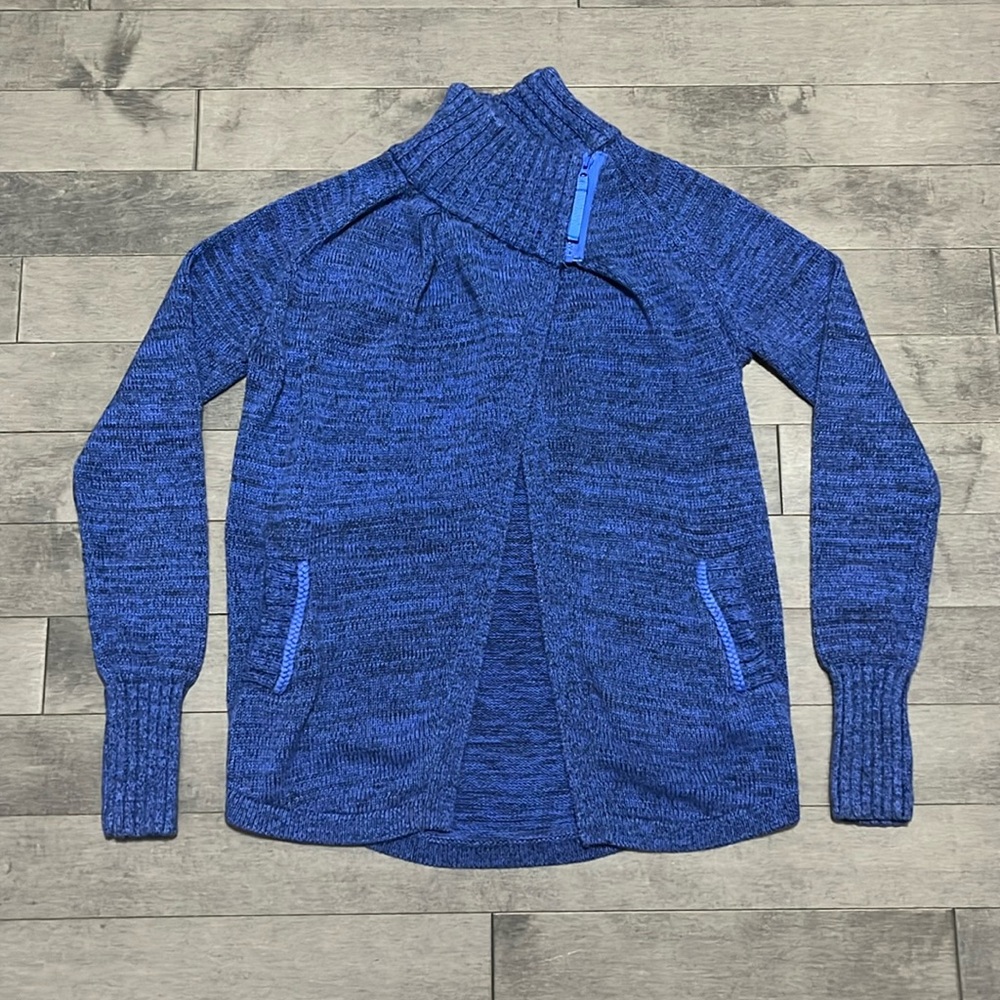 Ivivva Asymmetrical Knit Wrap Sweater - Blue Marl - Girl’s 14 (Women’s XS/S) - Picture 2 of 6